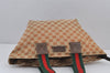 Authentic GUCCI Web Sherry Line Tote Bag GG Nylon Leather 131230 Brown 8121J