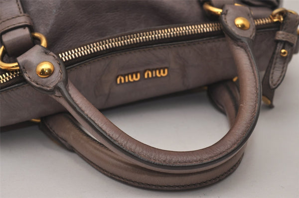 Authentic MIU MIU Vintage Leather 2Way Shoulder Hand Bag Purse RT0438 Gray 8122J