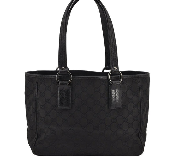 Authentic GUCCI Vintage Shoulder Tote Bag GG Canvas Leather 113019 Black 8123J