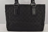 Authentic GUCCI Vintage Shoulder Tote Bag GG Canvas Leather 113019 Black 8123J