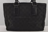 Authentic GUCCI Vintage Shoulder Tote Bag GG Canvas Leather 113019 Black 8123J