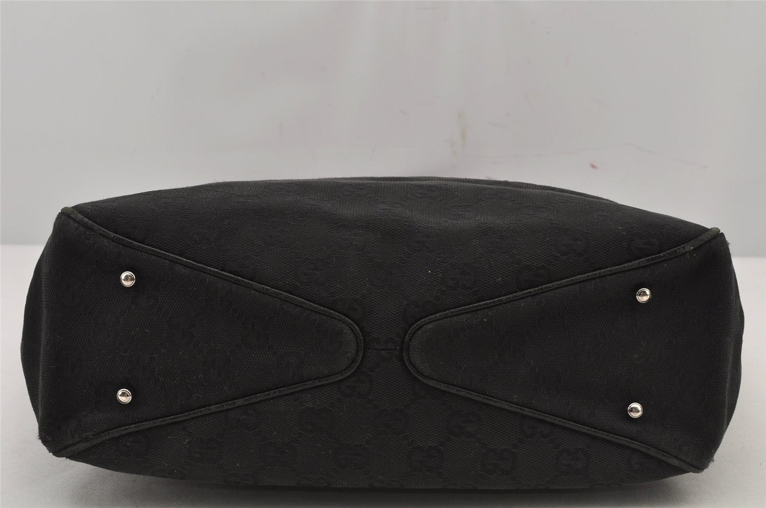 Authentic GUCCI Vintage Shoulder Tote Bag GG Canvas Leather 113019 Black 8123J