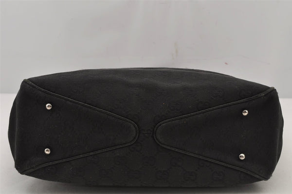 Authentic GUCCI Vintage Shoulder Tote Bag GG Canvas Leather 113019 Black 8123J