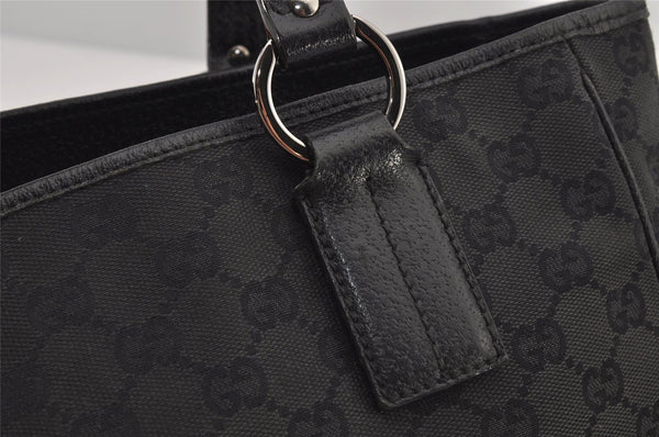 Authentic GUCCI Vintage Shoulder Tote Bag GG Canvas Leather 113019 Black 8123J