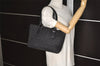 Authentic GUCCI Vintage Shoulder Tote Bag GG Canvas Leather 113019 Black 8123J