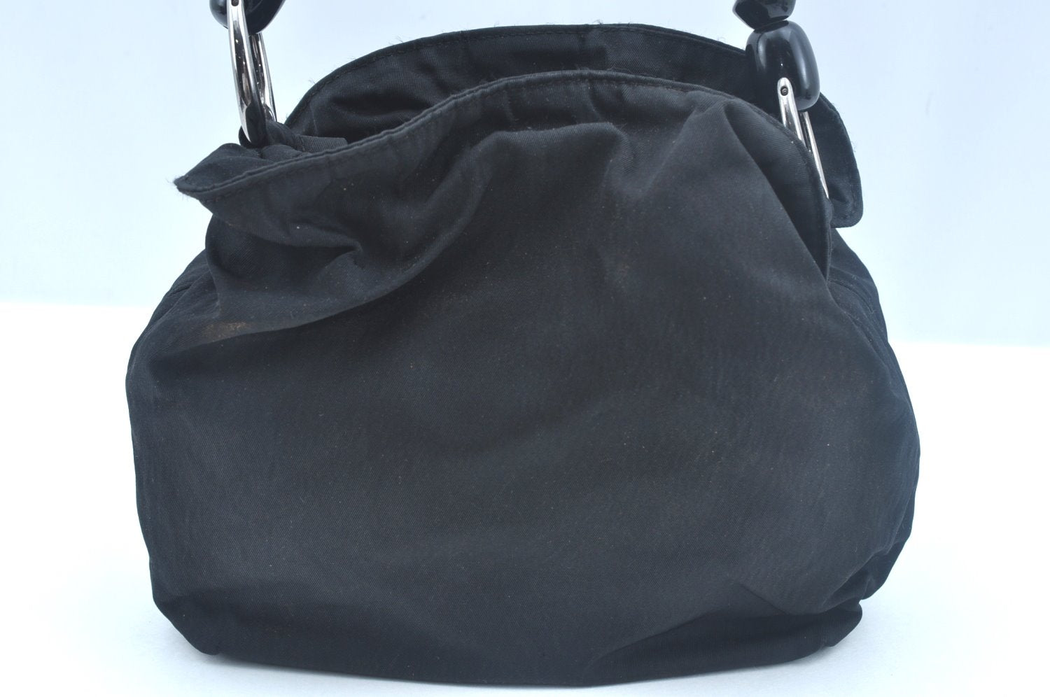 Authentic Christian Dior Maris Pearl Shoulder Hand Bag Purse Nylon Black 8124I