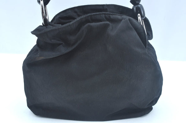 Authentic Christian Dior Maris Pearl Shoulder Hand Bag Purse Nylon Black 8124I
