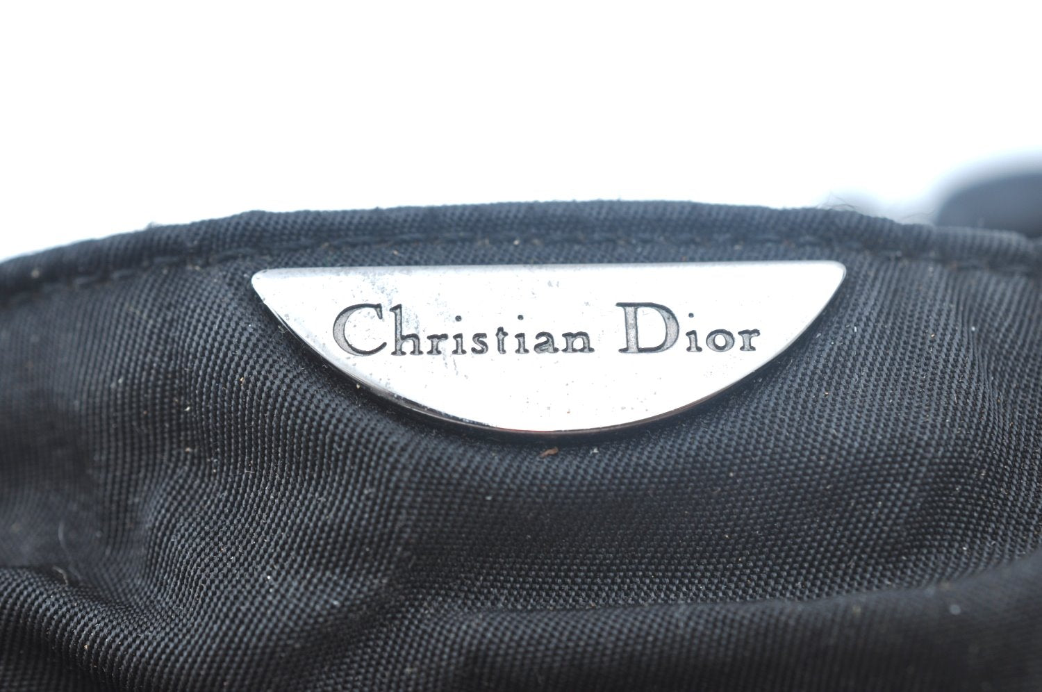 Authentic Christian Dior Maris Pearl Shoulder Hand Bag Purse Nylon Black 8124I