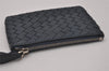 Authentic BOTTEGA VENETA Intrecciato Leather Coin Case Purse Navy Blue 8128I