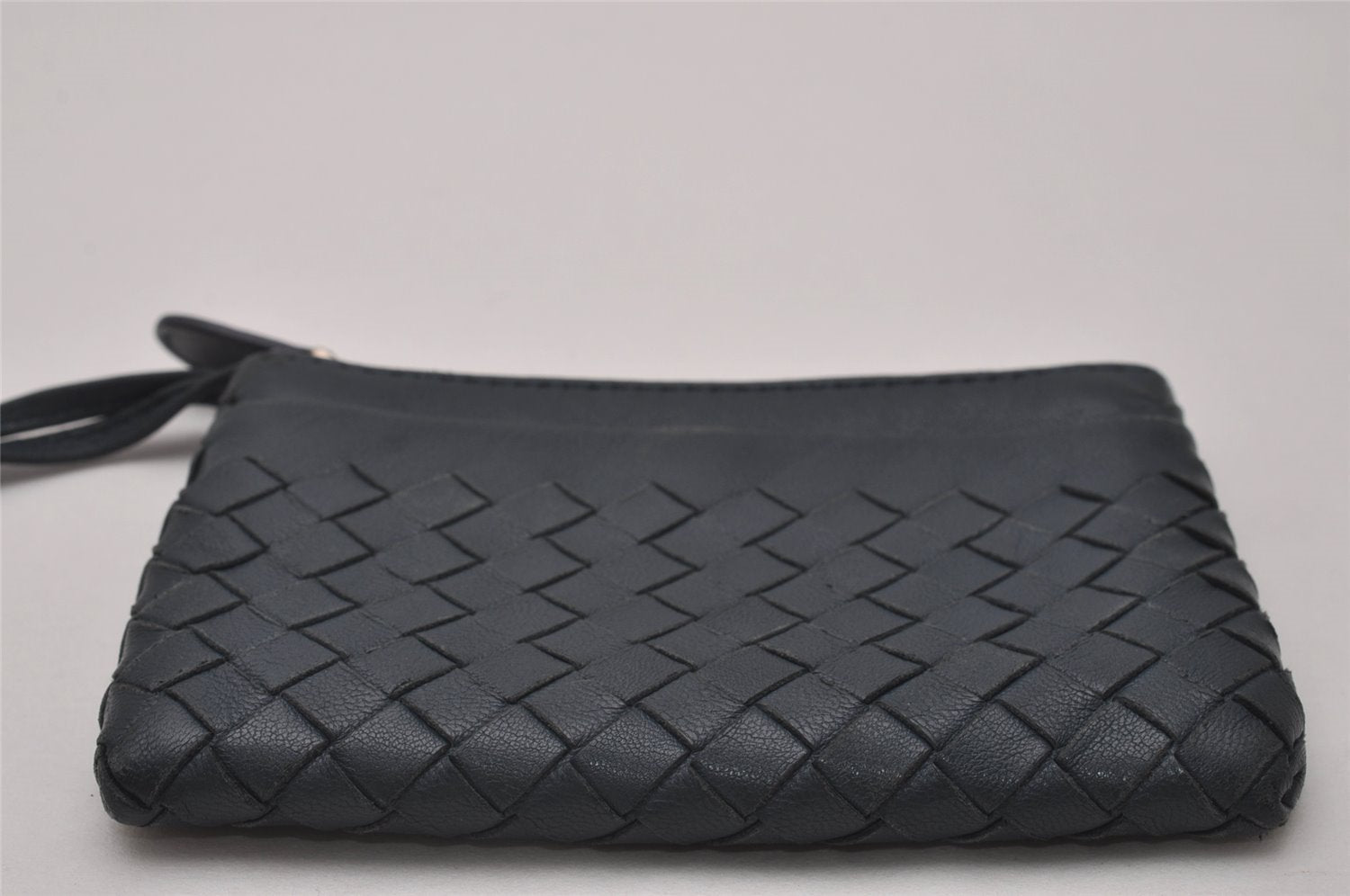 Authentic BOTTEGA VENETA Intrecciato Leather Coin Case Purse Navy Blue 8128I
