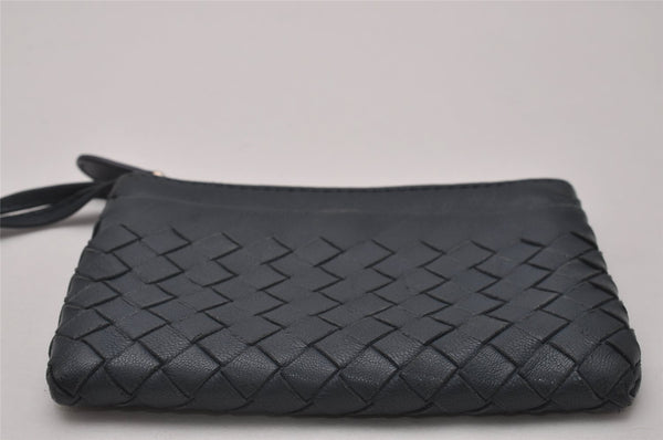 Authentic BOTTEGA VENETA Intrecciato Leather Coin Case Purse Navy Blue 8128I