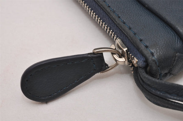Authentic BOTTEGA VENETA Intrecciato Leather Coin Case Purse Navy Blue 8128I
