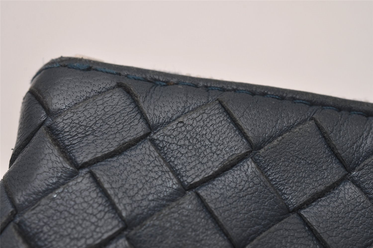 Authentic BOTTEGA VENETA Intrecciato Leather Coin Case Purse Navy Blue 8128I
