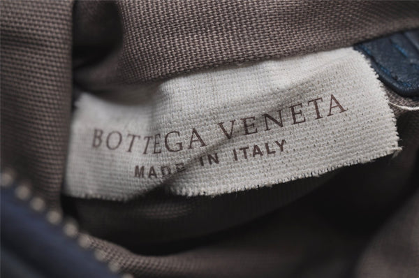 Authentic BOTTEGA VENETA Intrecciato Leather Coin Case Purse Navy Blue 8128I