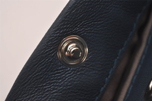 Authentic BOTTEGA VENETA Intrecciato Leather Coin Case Purse Navy Blue 8128I