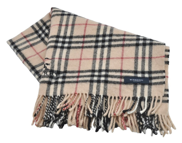 Authentic BURBERRY Vintage Nova Check Wool Blanket Stole Beige 8129I