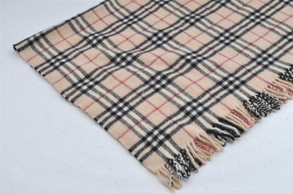 Authentic BURBERRY Vintage Nova Check Wool Blanket Stole Beige 8129I