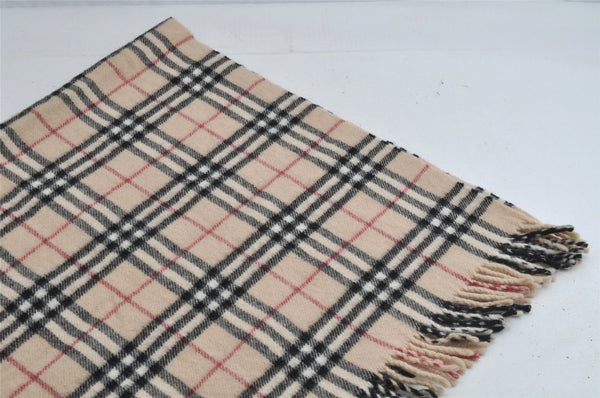 Authentic BURBERRY Vintage Nova Check Wool Blanket Stole Beige 8129I