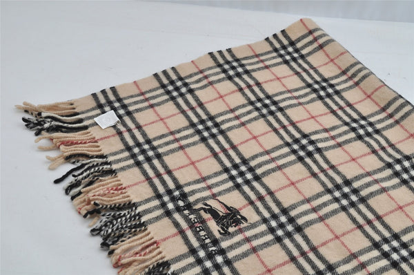 Authentic BURBERRY Vintage Nova Check Wool Blanket Stole Beige 8129I