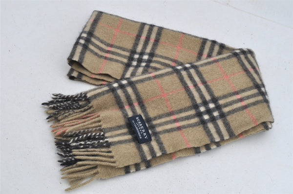 Authentic BURBERRY Nova Check Cashmere Winter Scarf Stole Beige 8130I