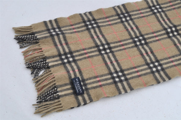 Authentic BURBERRY Nova Check Cashmere Winter Scarf Stole Beige 8130I