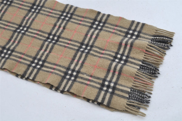 Authentic BURBERRY Nova Check Cashmere Winter Scarf Stole Beige 8130I