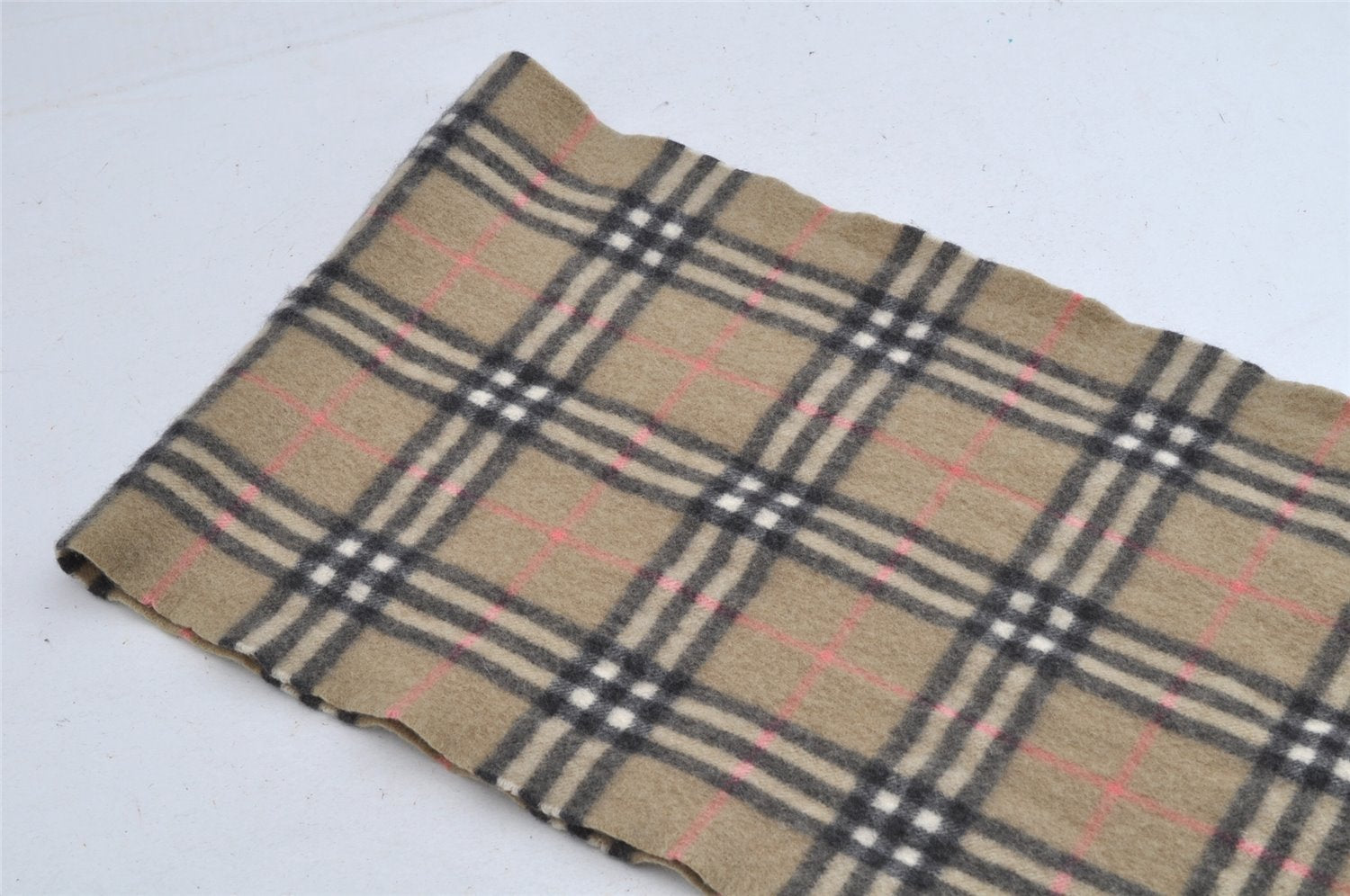 Authentic BURBERRY Nova Check Cashmere Winter Scarf Stole Beige 8130I