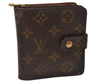 Authentic Louis Vuitton Monogram Compact Zip Bifold Wallet Purse M61667 LV 8130J