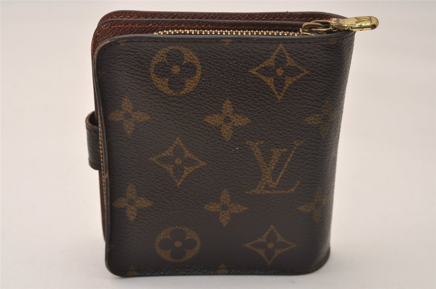 Authentic Louis Vuitton Monogram Compact Zip Bifold Wallet Purse M61667 LV 8130J