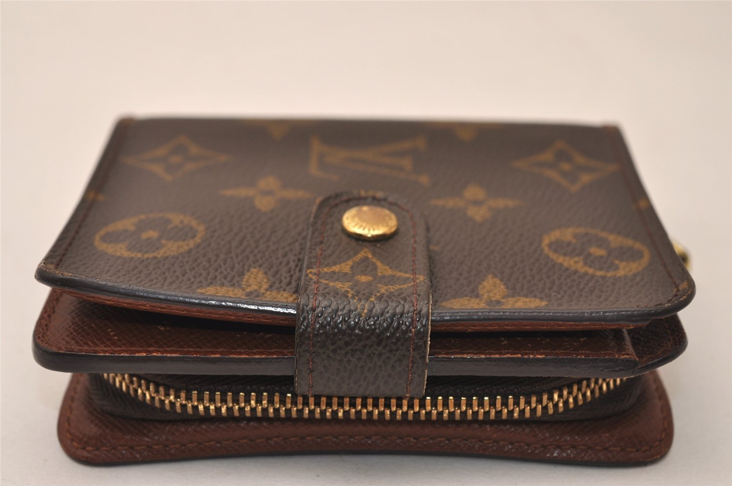 Authentic Louis Vuitton Monogram Compact Zip Bifold Wallet Purse M61667 LV 8130J