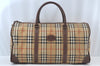 Authentic Burberrys Nova Check PVC Leather 2Way Travel Boston Bag Beige 8131J