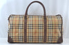 Authentic Burberrys Nova Check PVC Leather 2Way Travel Boston Bag Beige 8131J