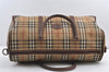 Authentic Burberrys Nova Check PVC Leather 2Way Travel Boston Bag Beige 8131J