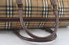 Authentic Burberrys Nova Check PVC Leather 2Way Travel Boston Bag Beige 8131J