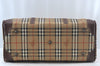 Authentic Burberrys Nova Check PVC Leather 2Way Travel Boston Bag Beige 8131J