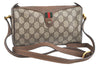Authentic GUCCI Web Sherry Line Shoulder Cross Bag GG PVC Leather Brown 8132J