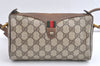 Authentic GUCCI Web Sherry Line Shoulder Cross Bag GG PVC Leather Brown 8132J