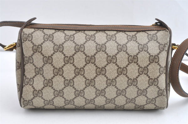 Authentic GUCCI Web Sherry Line Shoulder Cross Bag GG PVC Leather Brown 8132J