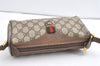 Authentic GUCCI Web Sherry Line Shoulder Cross Bag GG PVC Leather Brown 8132J
