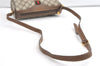 Authentic GUCCI Web Sherry Line Shoulder Cross Bag GG PVC Leather Brown 8132J