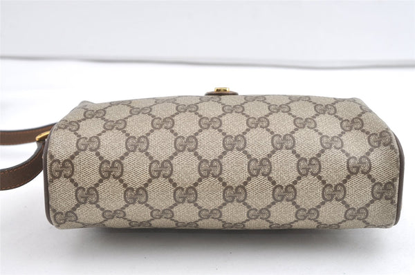 Authentic GUCCI Web Sherry Line Shoulder Cross Bag GG PVC Leather Brown 8132J