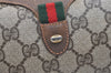 Authentic GUCCI Web Sherry Line Shoulder Cross Bag GG PVC Leather Brown 8132J