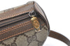 Authentic GUCCI Web Sherry Line Shoulder Cross Bag GG PVC Leather Brown 8132J