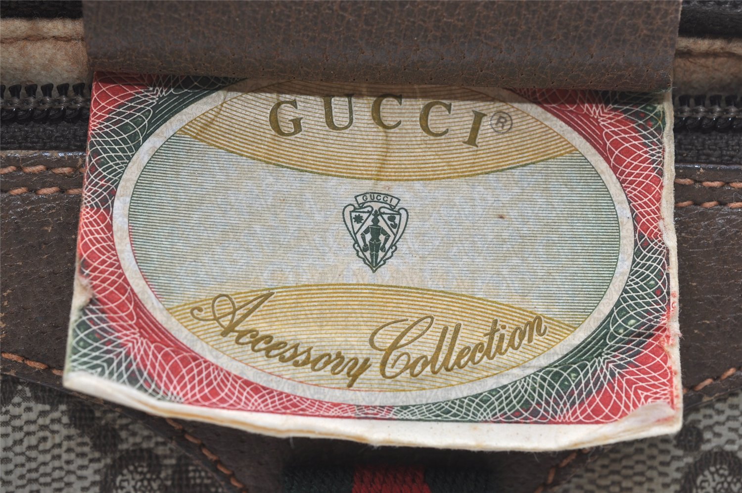 Authentic GUCCI Web Sherry Line Shoulder Cross Bag GG PVC Leather Brown 8132J