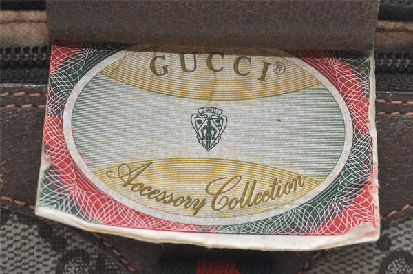 Authentic GUCCI Web Sherry Line Shoulder Cross Bag GG PVC Leather Brown 8132J