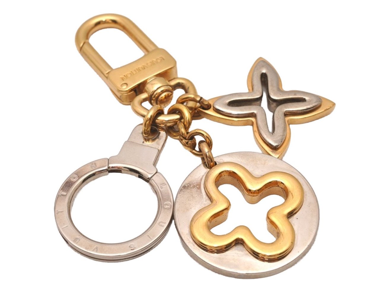 Auth Louis Vuitton Porte Cles Insolence Charm Key Ring Silver M66133 LV 8133I