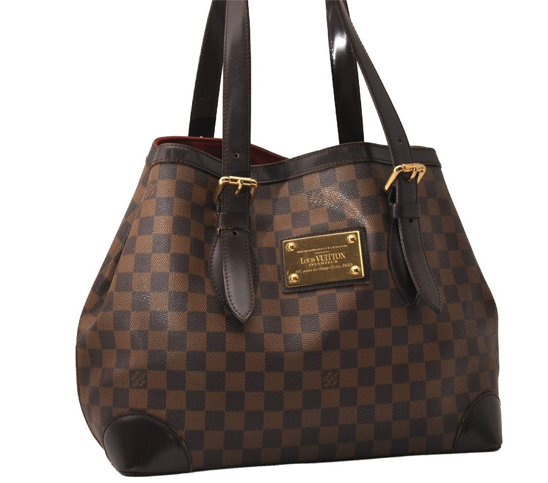 Authentic Louis Vuitton Damier Hampstead MM Shoulder Tote Bag N51204 LV 8133J