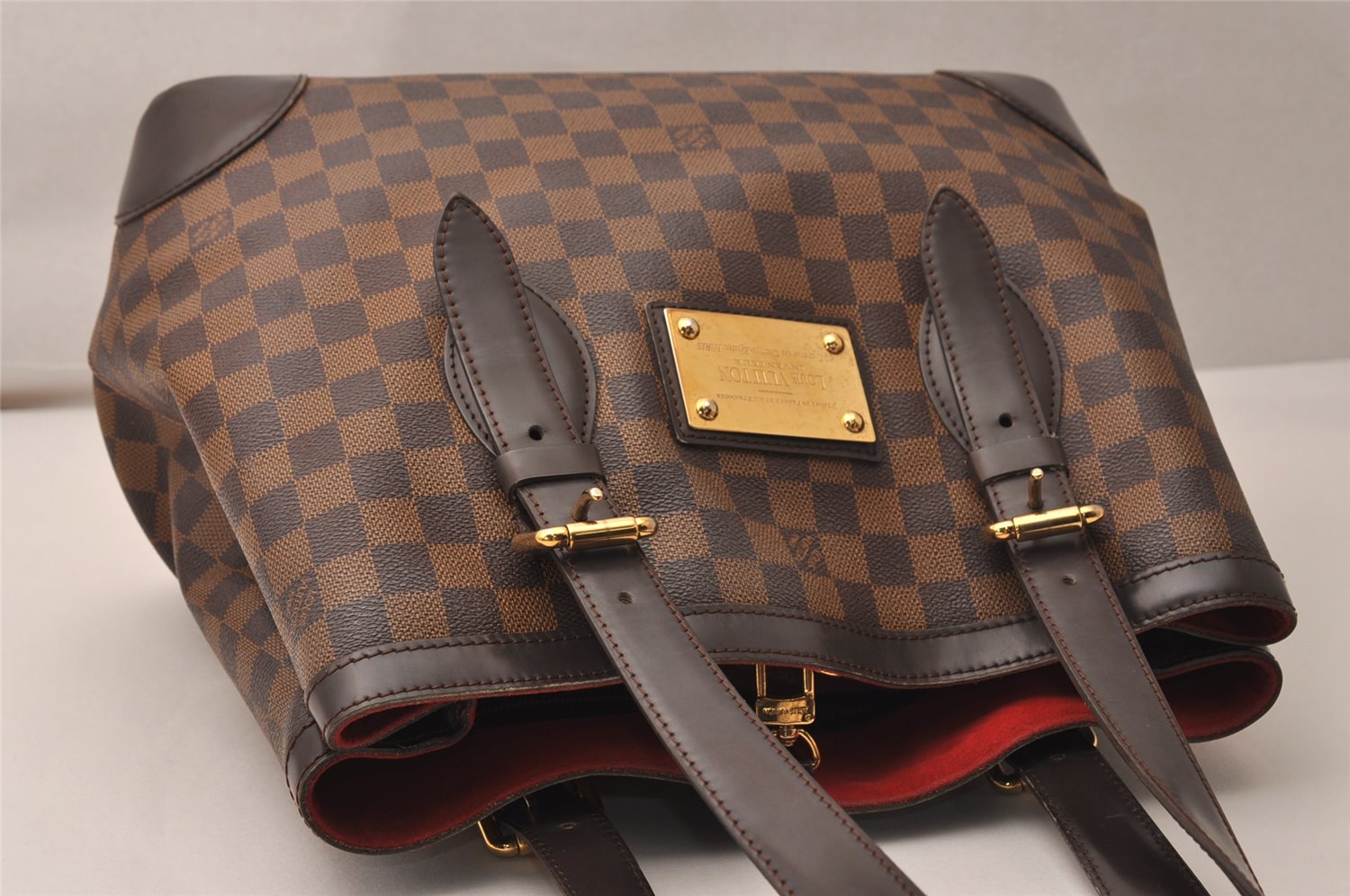 Authentic Louis Vuitton Damier Hampstead MM Shoulder Tote Bag N51204 LV 8133J