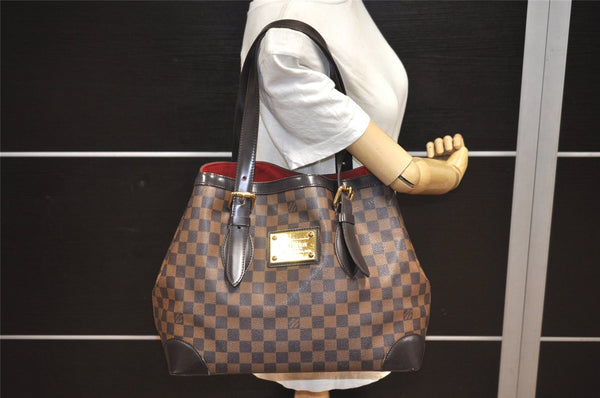 Authentic Louis Vuitton Damier Hampstead MM Shoulder Tote Bag N51204 LV 8133J