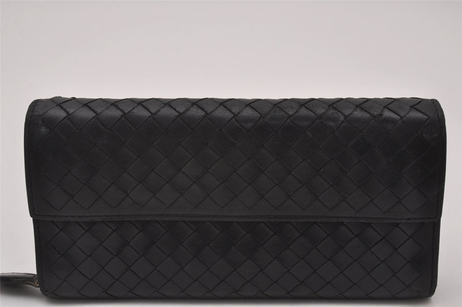 Authentic BOTTEGA VENETA Intrecciato Leather Long Wallet Purse Black 8137I